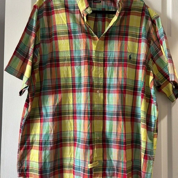 Polo by Ralph Lauren Plaid Classic Fit Short Sleeve Button Down Shirt 2XB - Picture 3 of 5
